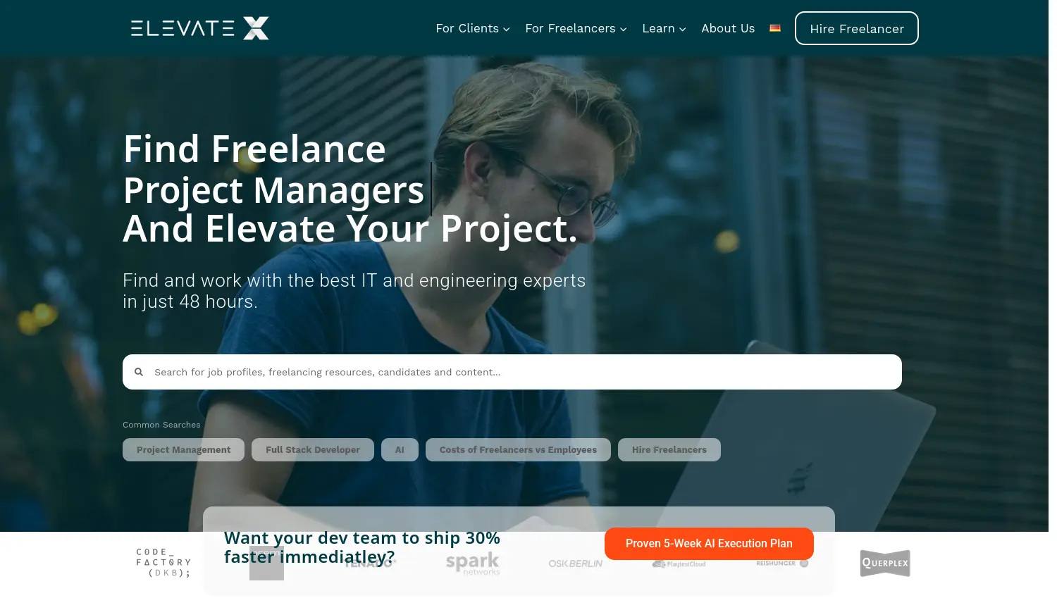 Website der Firma ElevateX GmbH