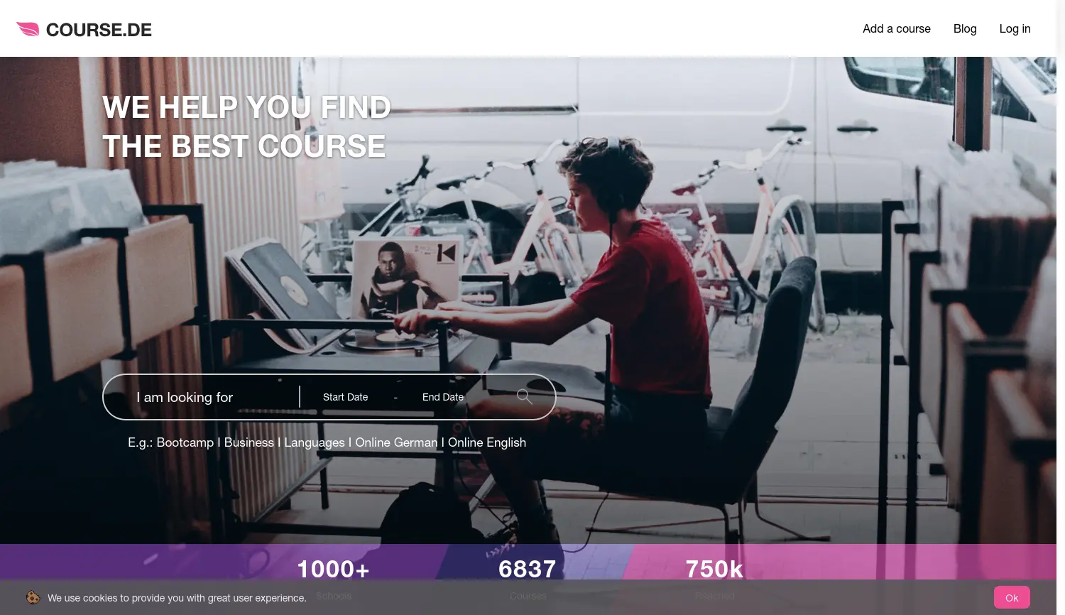 Website der Firma Course Finder