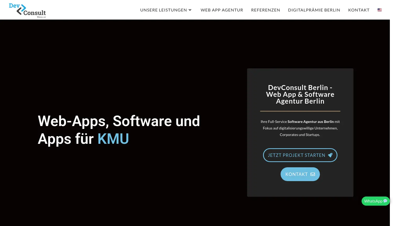Website der Firma DevConsult Berlin