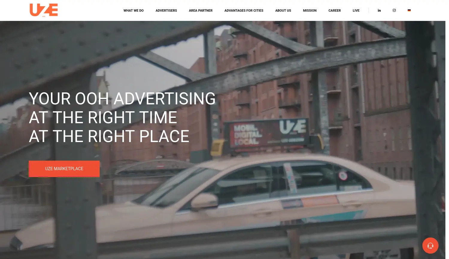 Website der Firma UZE ADS Europe GmbH