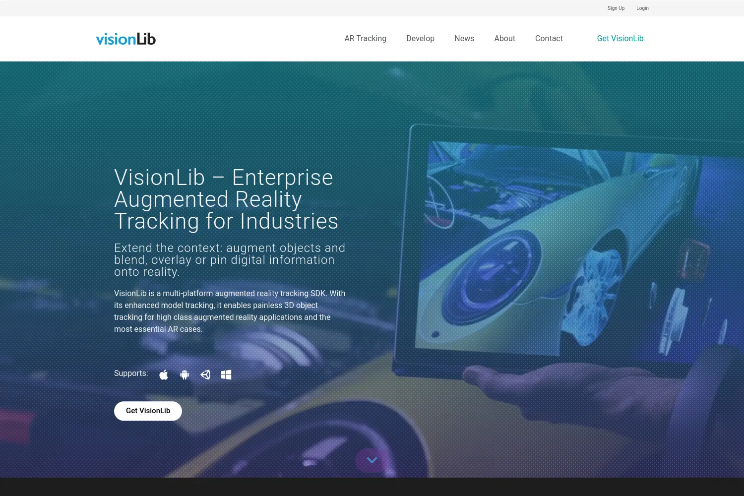 Website der Firma VisionLib GmbH