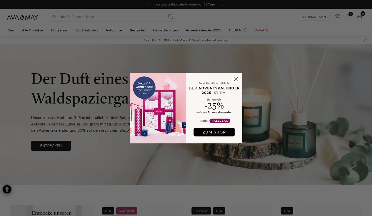 Website der Firma AVA & MAY