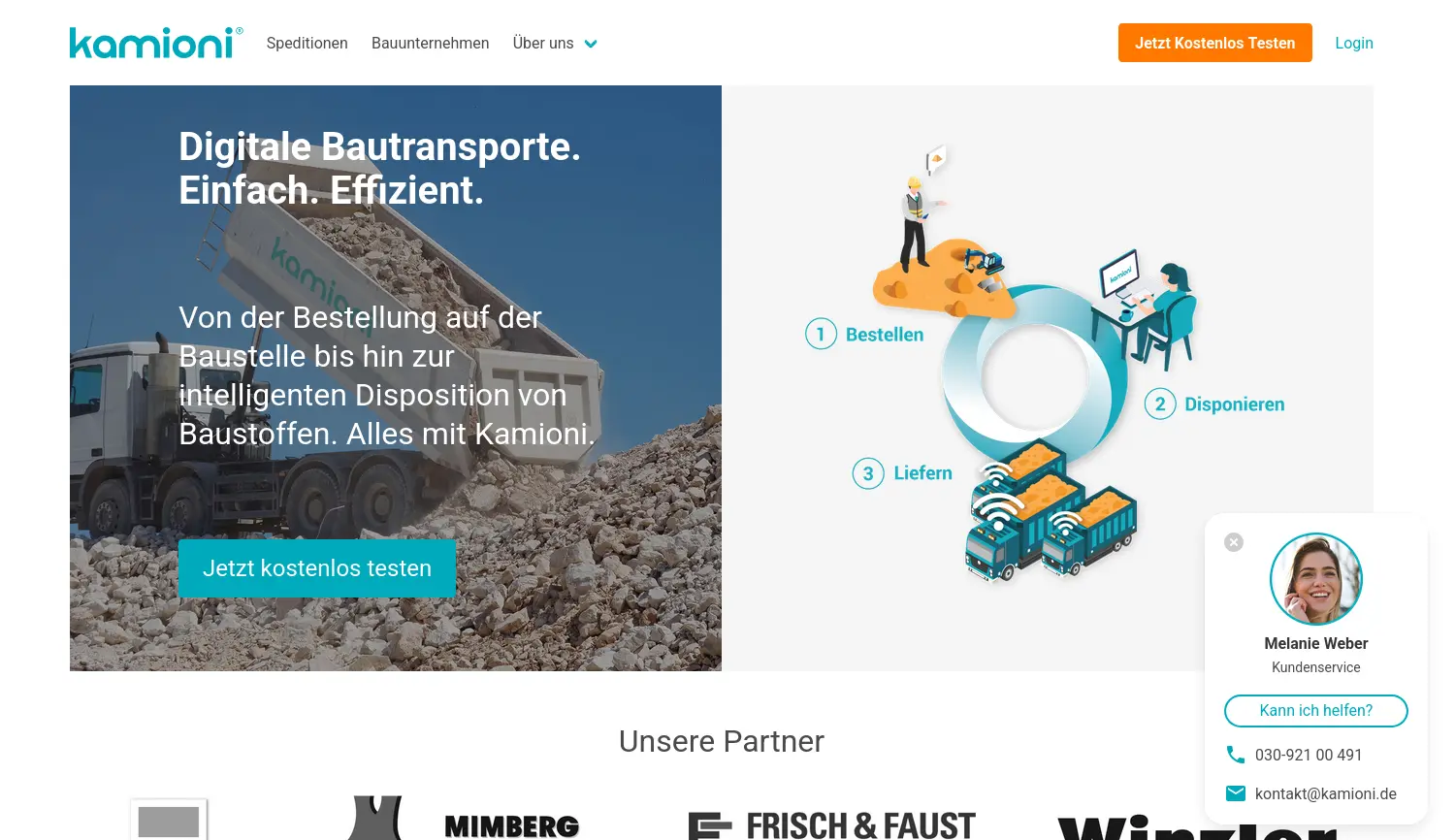 Website der Firma Kamioni