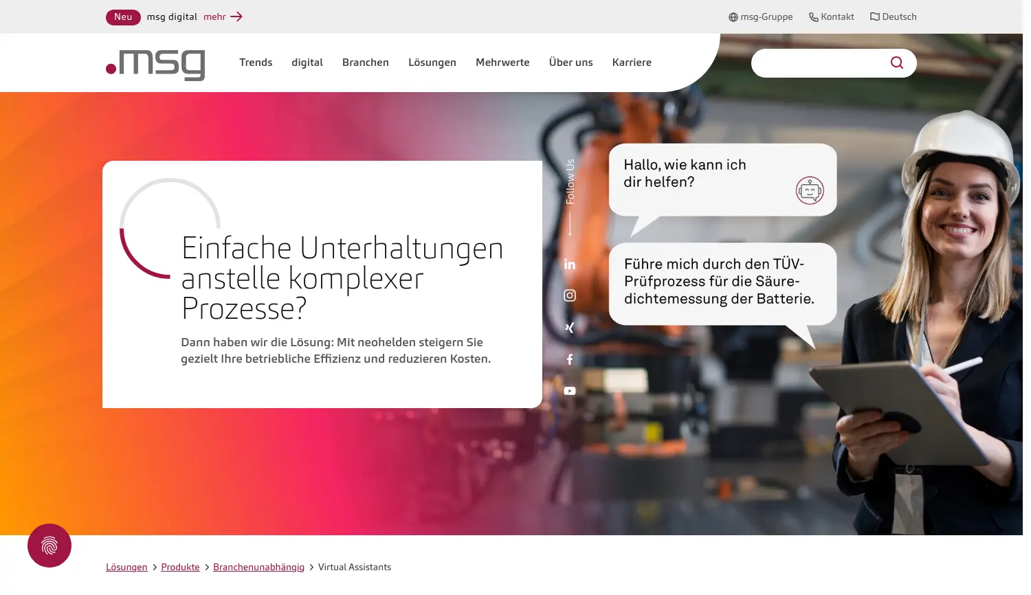 Website der Firma msg systems ag