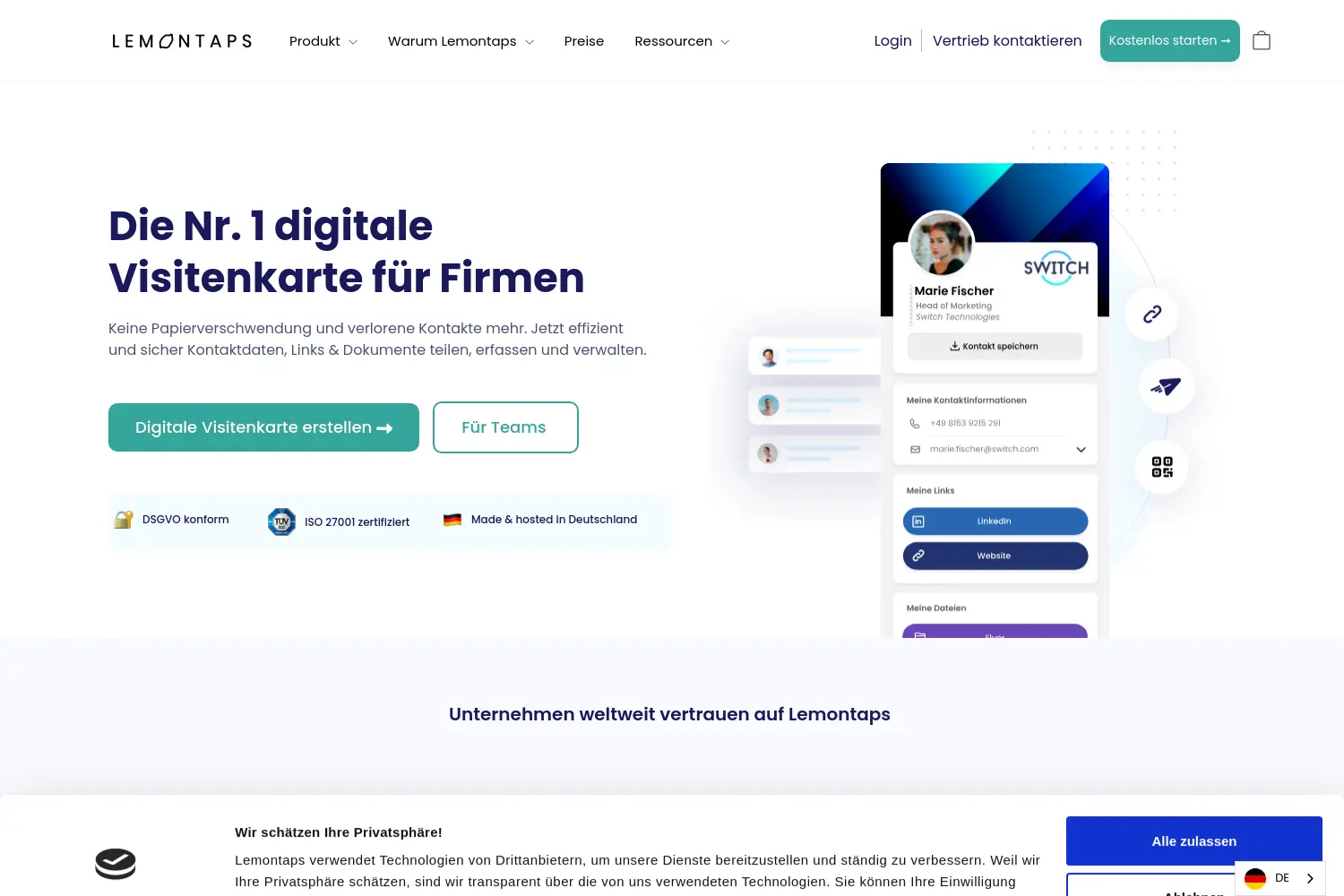 Website der Firma Lemon Innovation & Technology GmbH