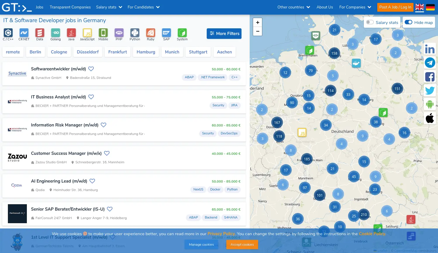Website der Firma GermanTechJobs