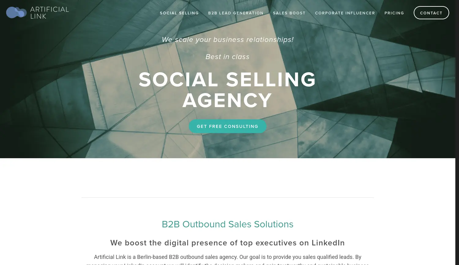 Website der Firma Artificial Link GmbH