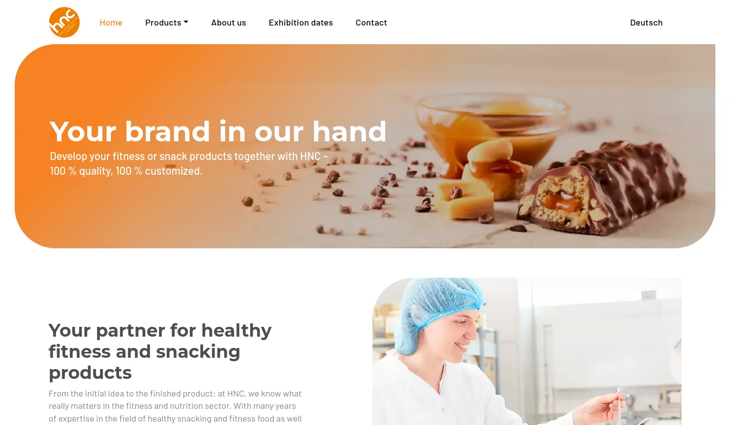 Website der Firma HNC Healthy Nutrition Company GmbH