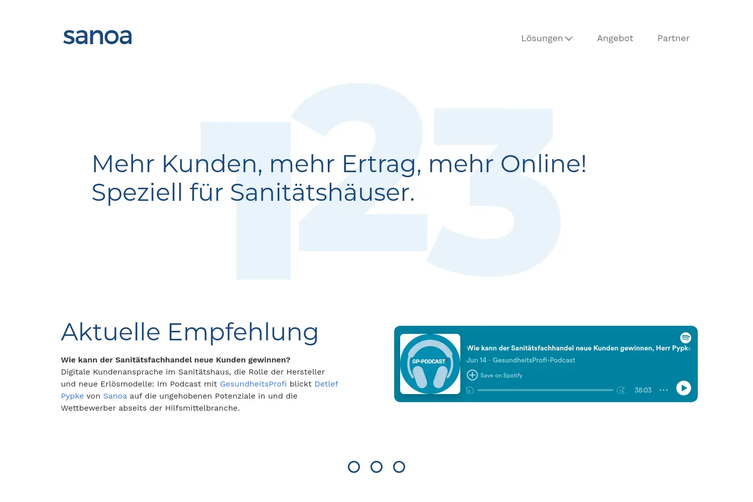 Website der Firma Sanoa GmbH