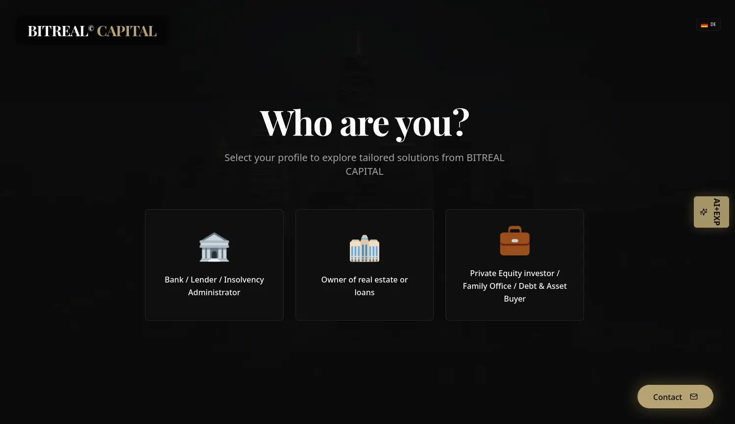 Website der Firma BITREAL CAPITAL