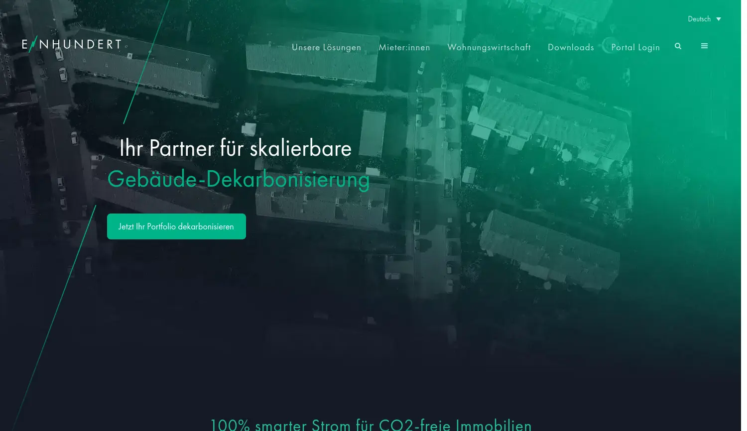 Website der Firma EINHUNDERT Energie GmbH