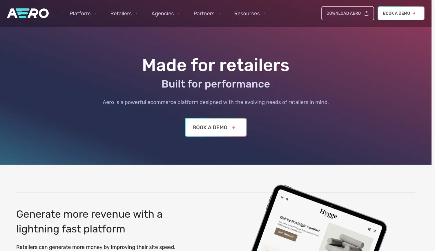 Website der Firma Aero Commerce