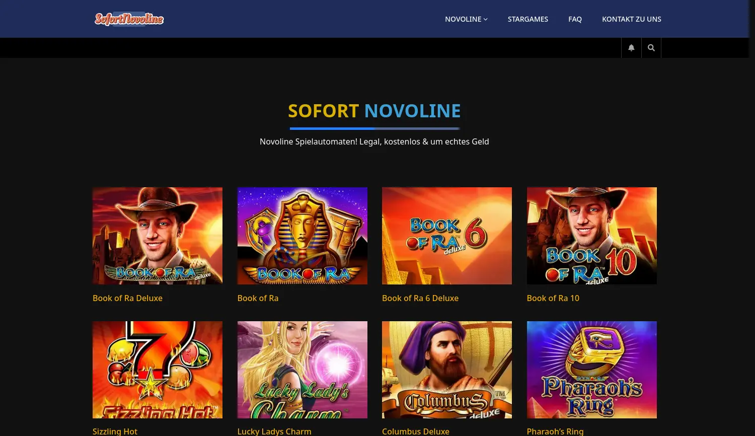 Website der Firma Sofort Novoline