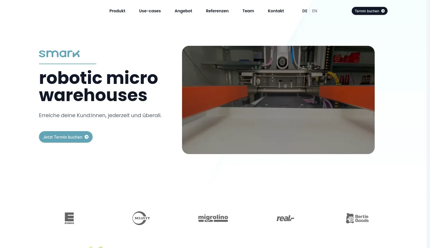 Website der Firma smark robotics GmbH