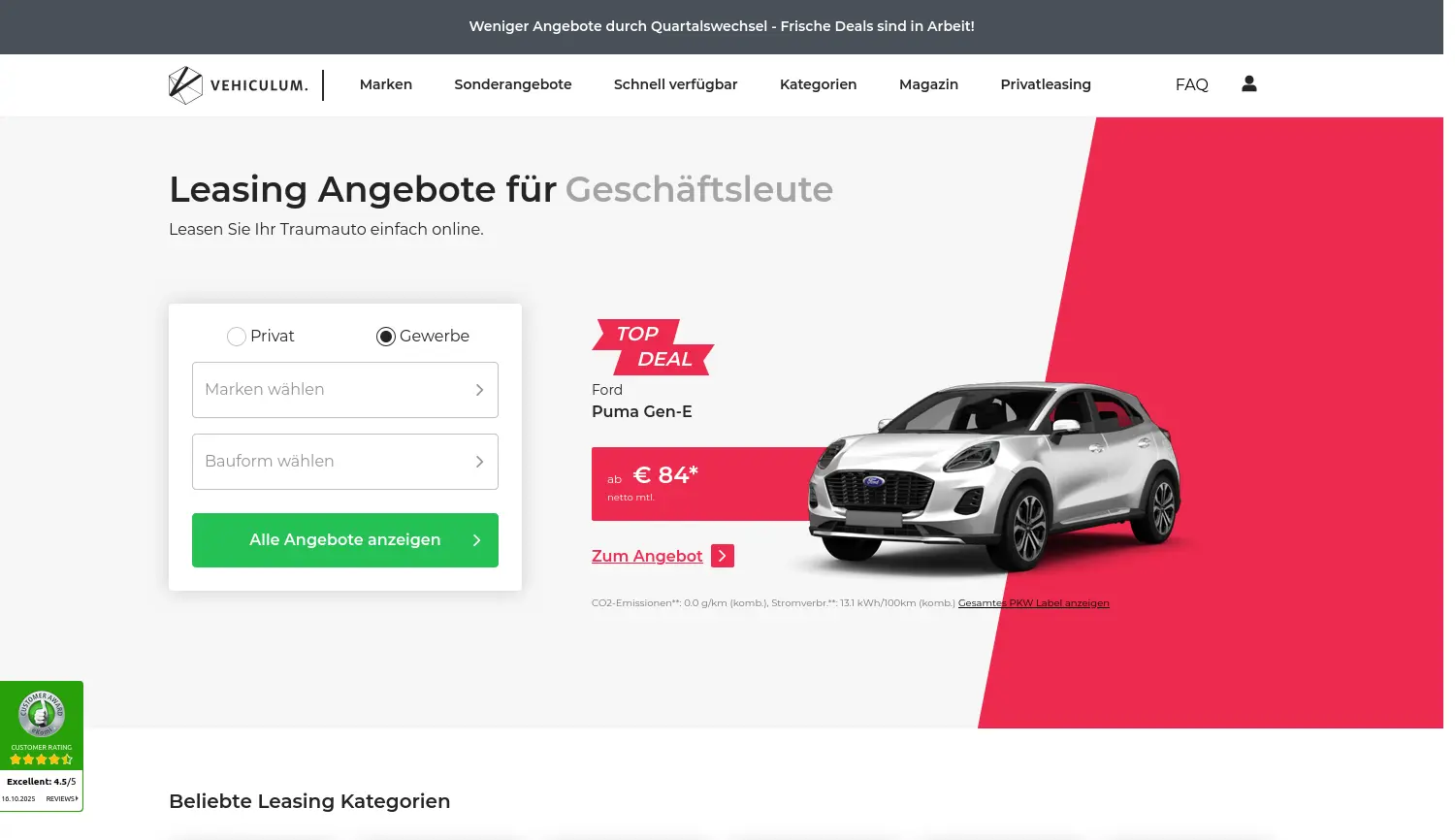 Website der Firma VEHICULUM