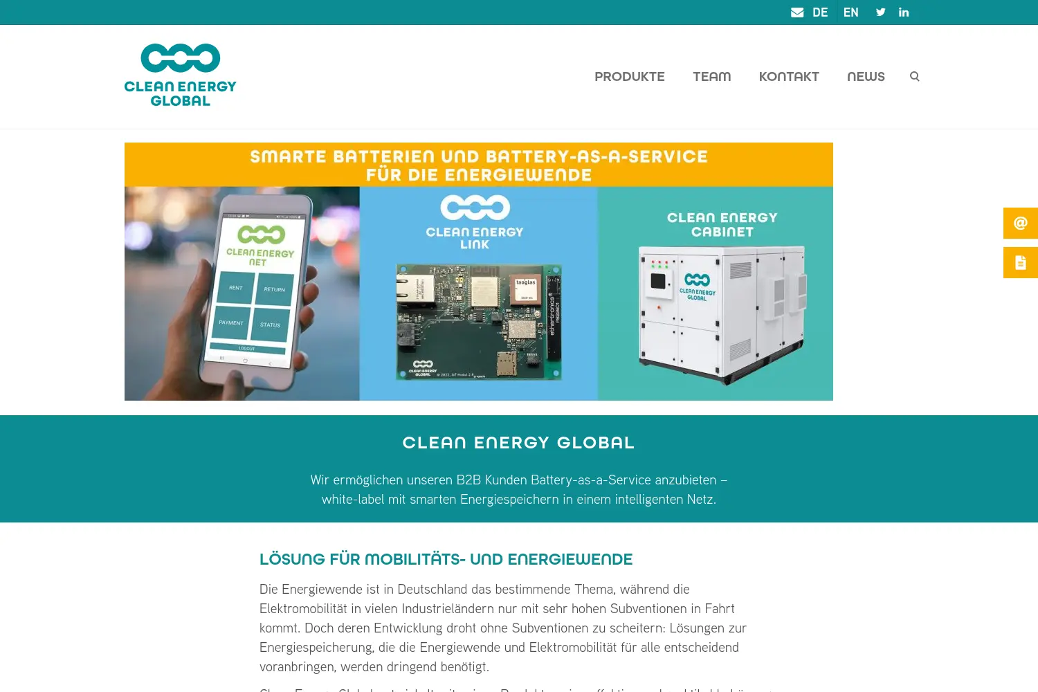 Website der Firma Clean Energy Global GmbH