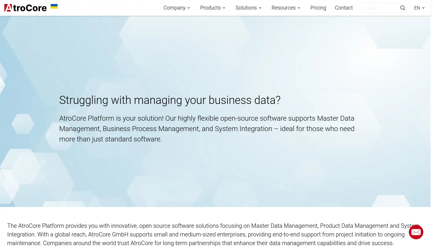 Website der Firma AtroCore GmbH