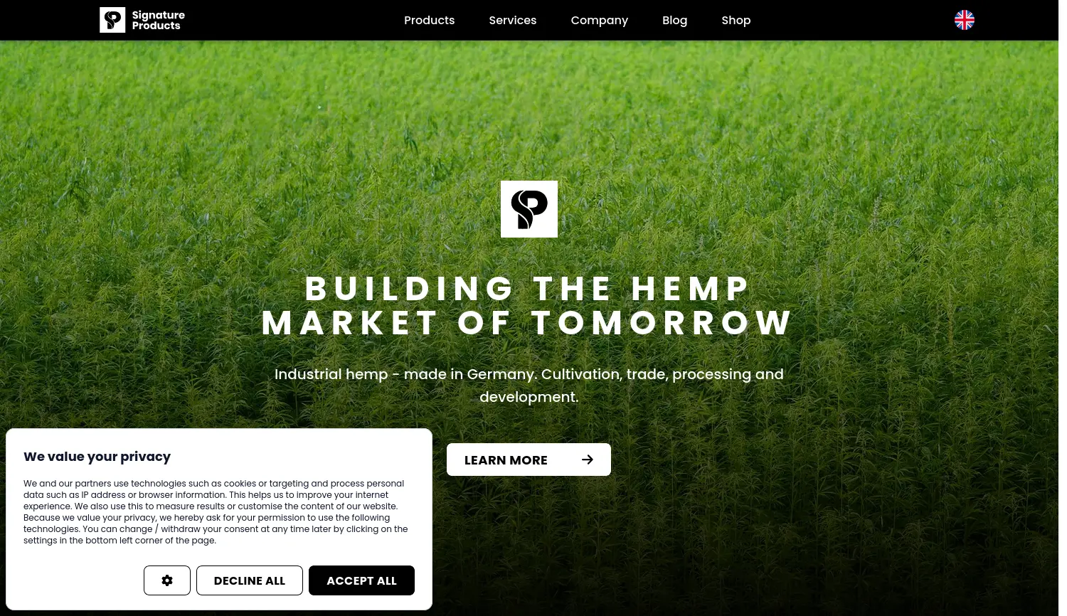 Website der Firma Signature Products GmbH