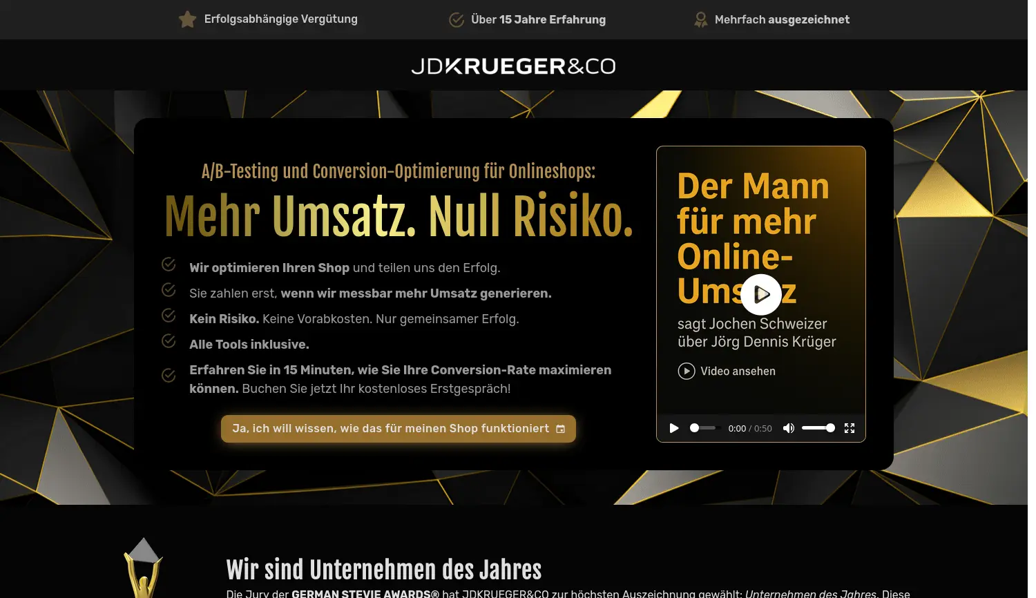 Website der Firma JDKRUEGER GmbH