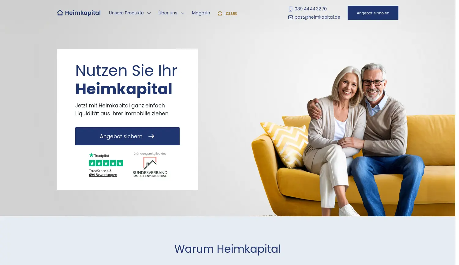 Website der Firma Heimkapital GmbH