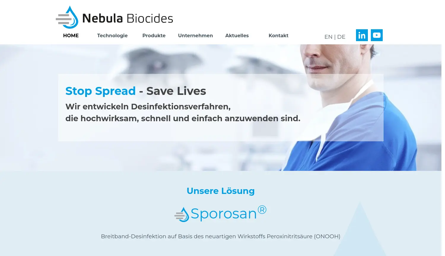 Website der Firma Nebula Biocides GmbH