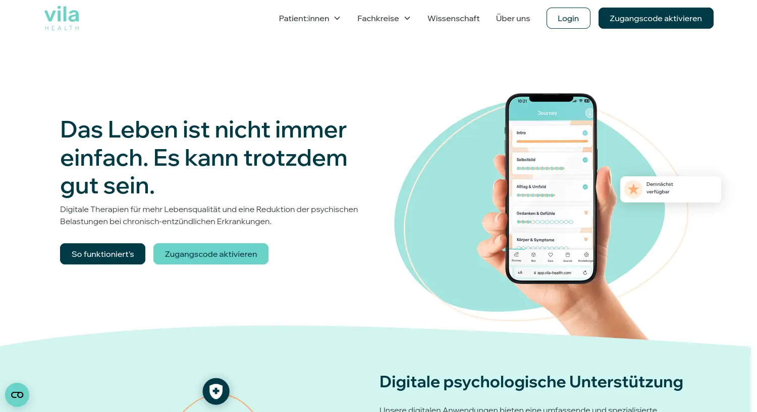 Website der Firma Vila Health GmbH