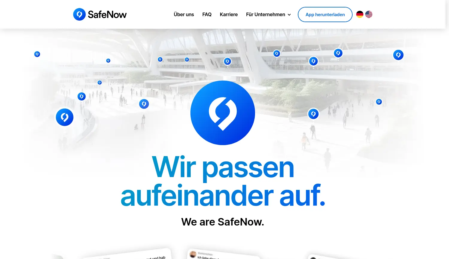Website der Firma SafeNow GmbH