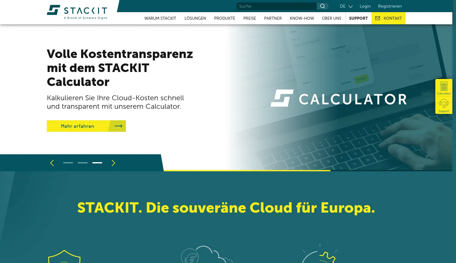 Website der Firma STACKIT GmbH & Co. KG