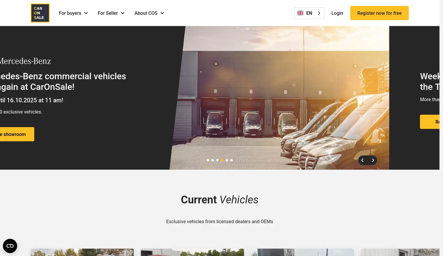 Website der Firma CarOnSale