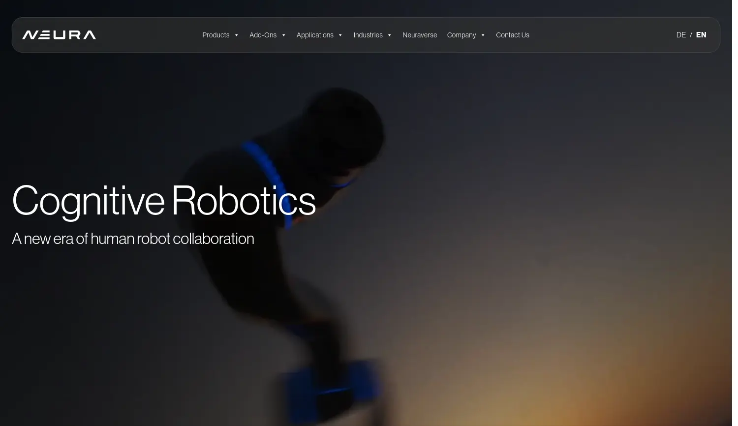 Website der Firma NEURA Robotics GmbH
