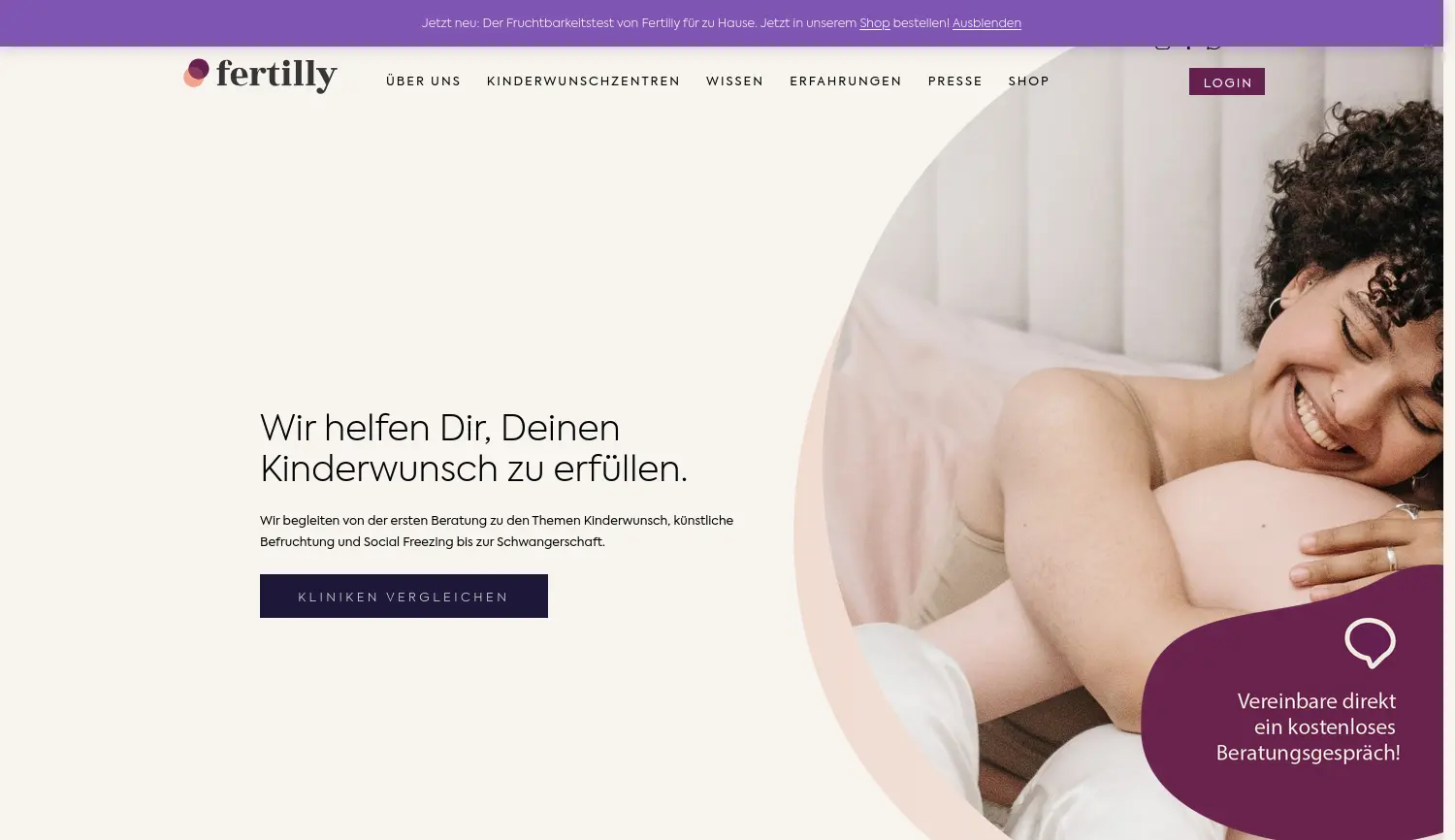 Website der Firma Fertilly GmbH