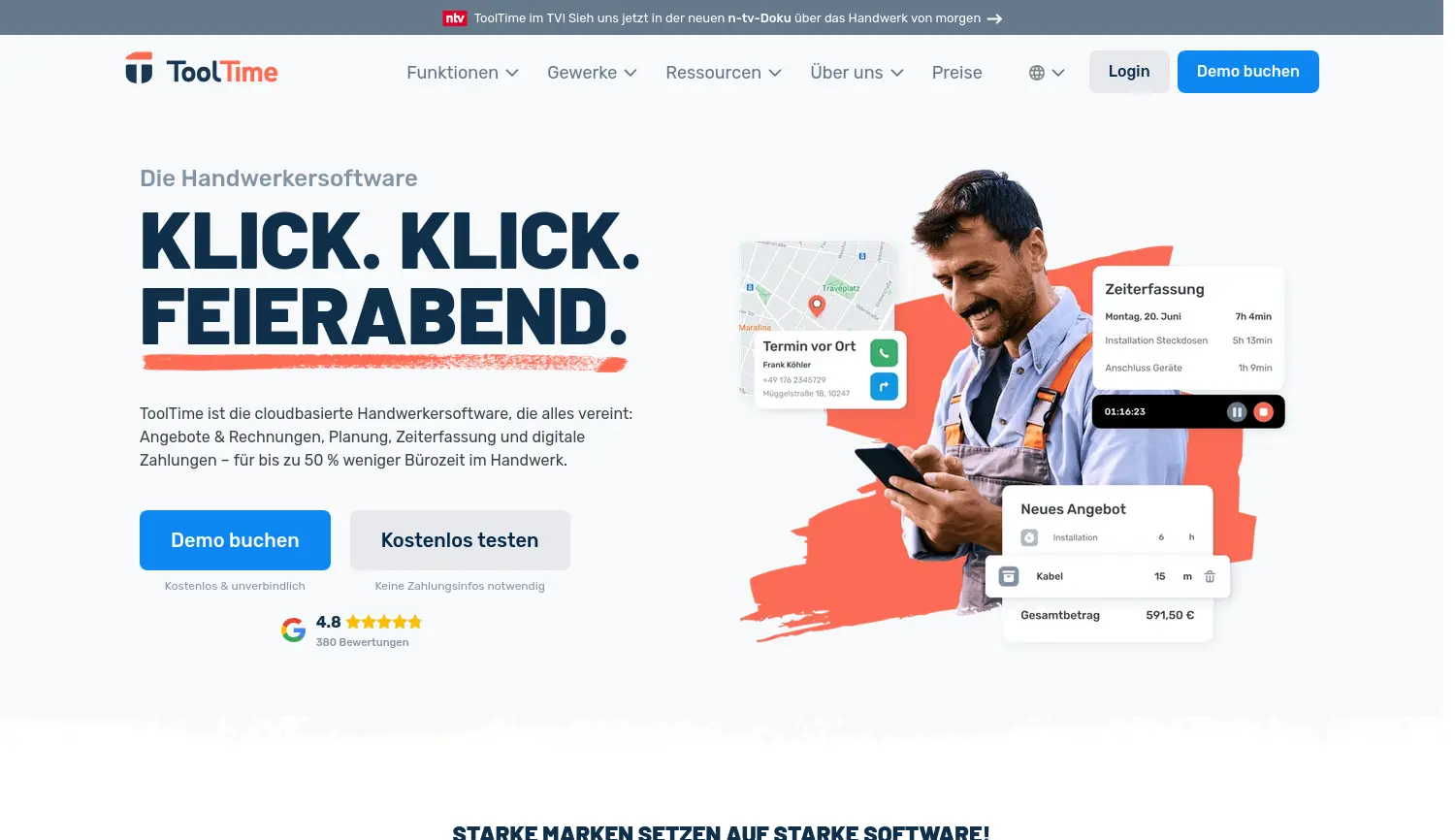 Website der Firma ToolTime GmbH