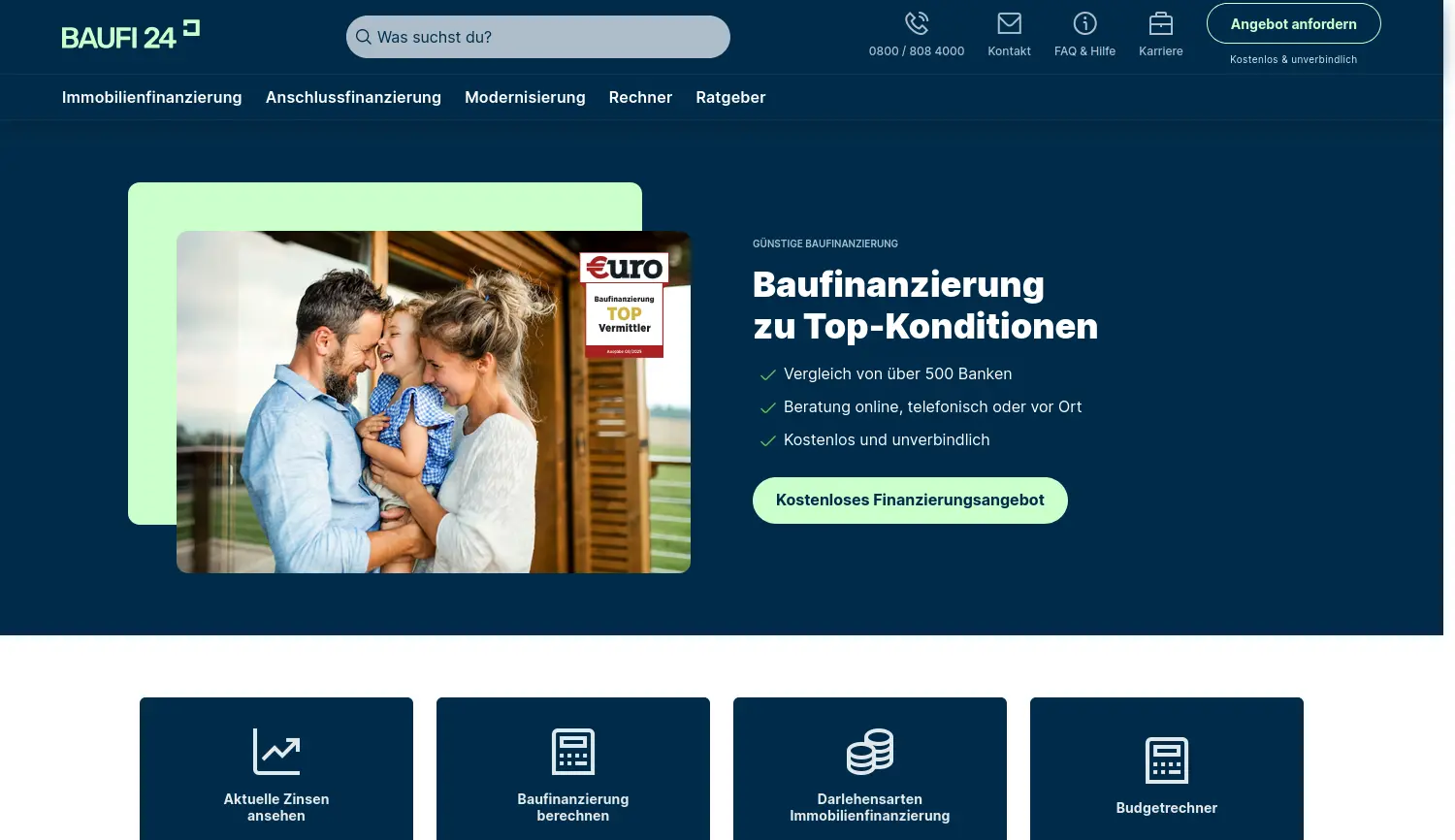 Website der Firma Baufi24 Baufinanzierung GmbH
