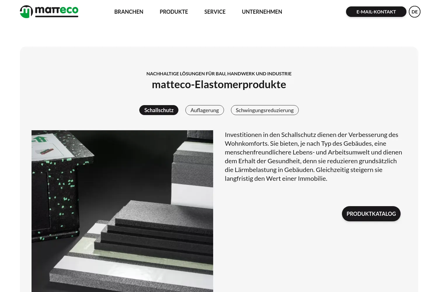 Website der Firma matteco GmbH