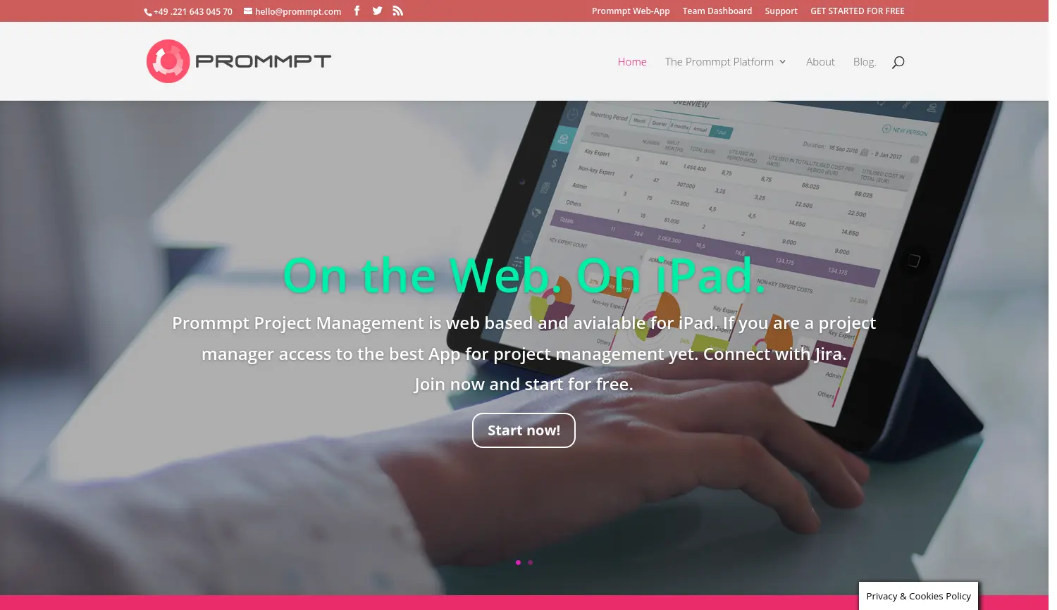 Website der Firma Prommpt SaaS Ltd. Zweigniederlassung mbH