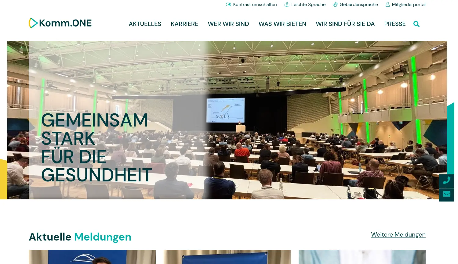 Website der Firma Komm.ONE Anstalt des öffentlichen Rechts