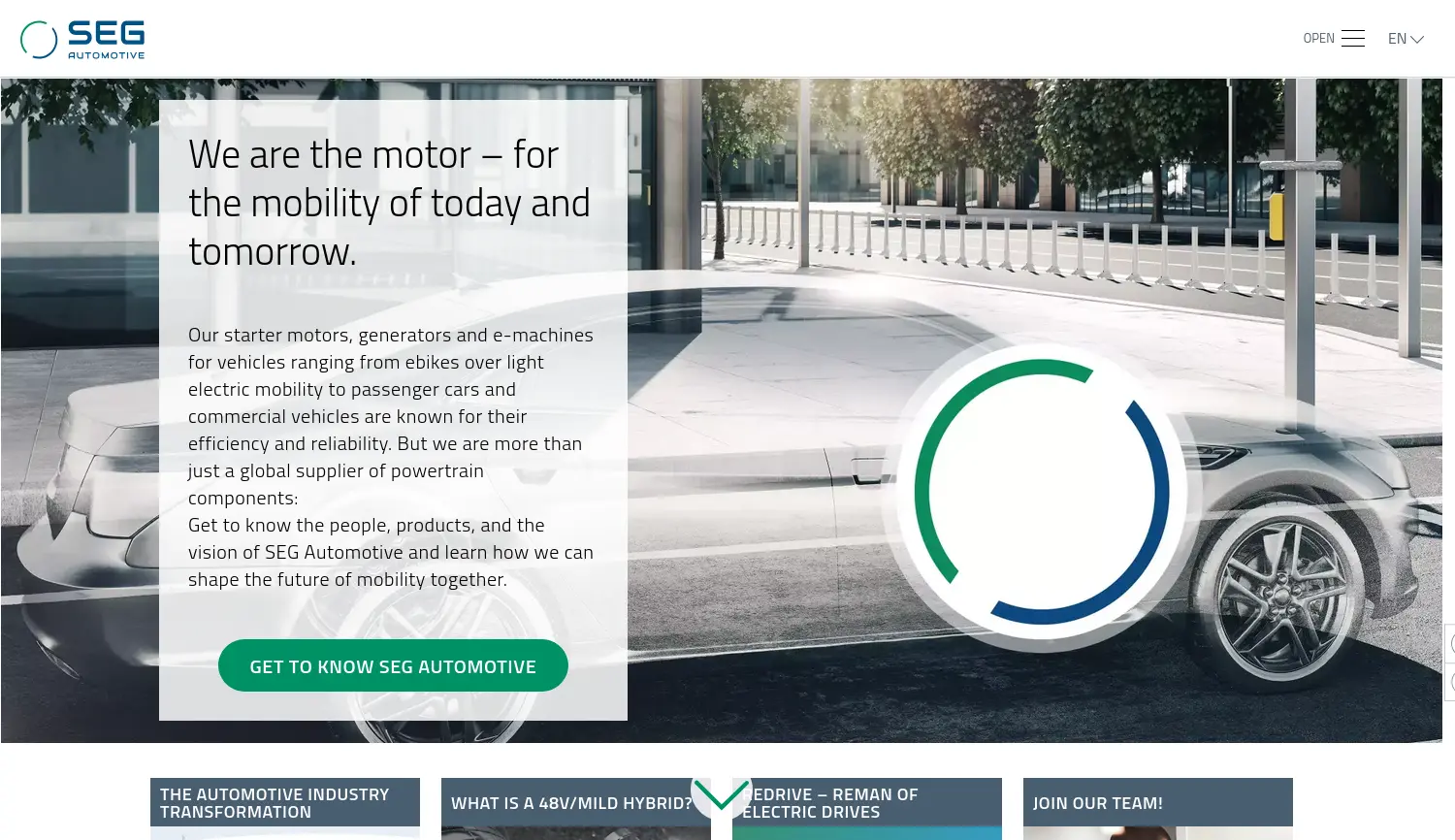 Website der Firma SEG Automotive