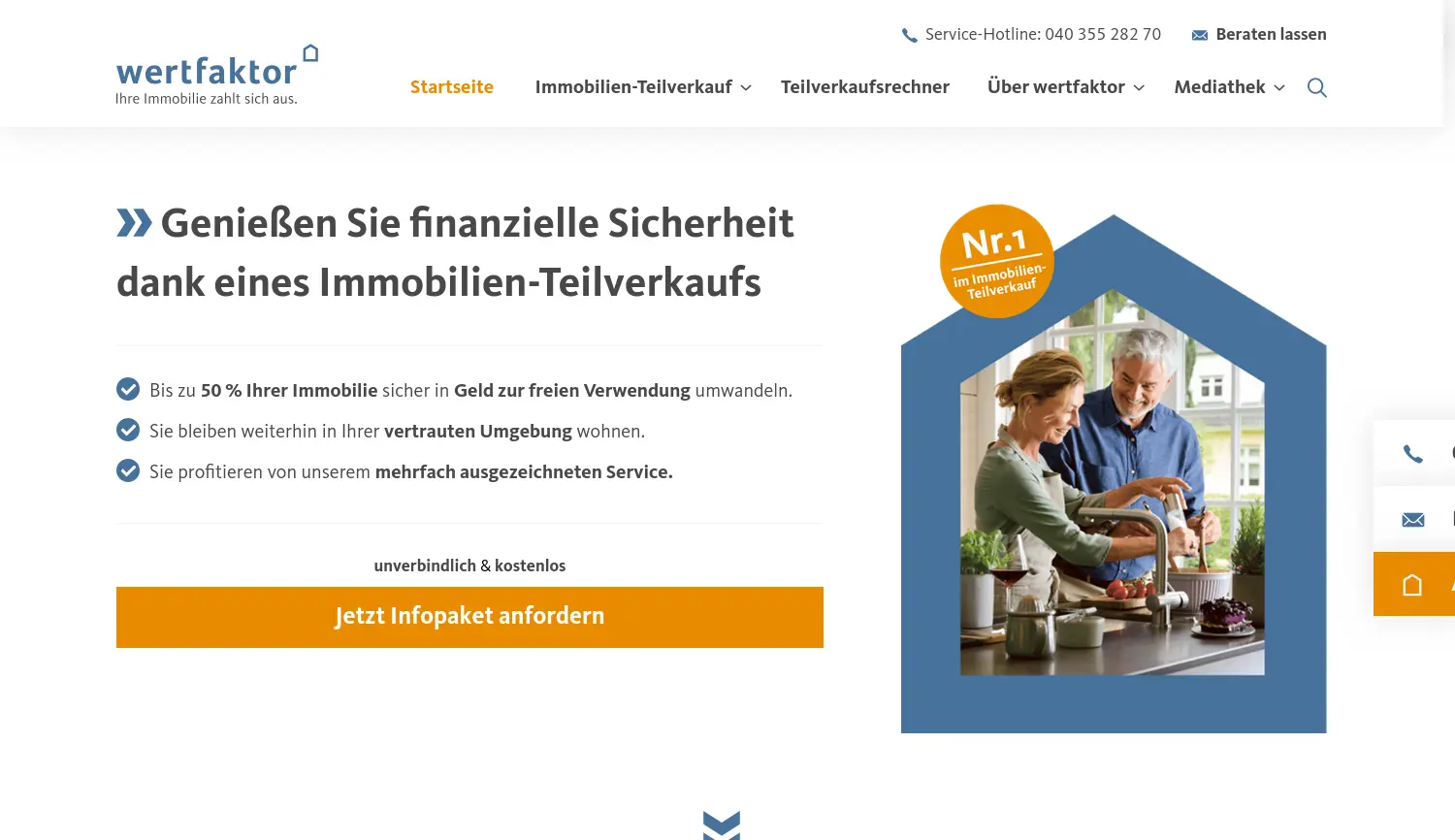 Website der Firma wertfaktor Immobilien GmbH