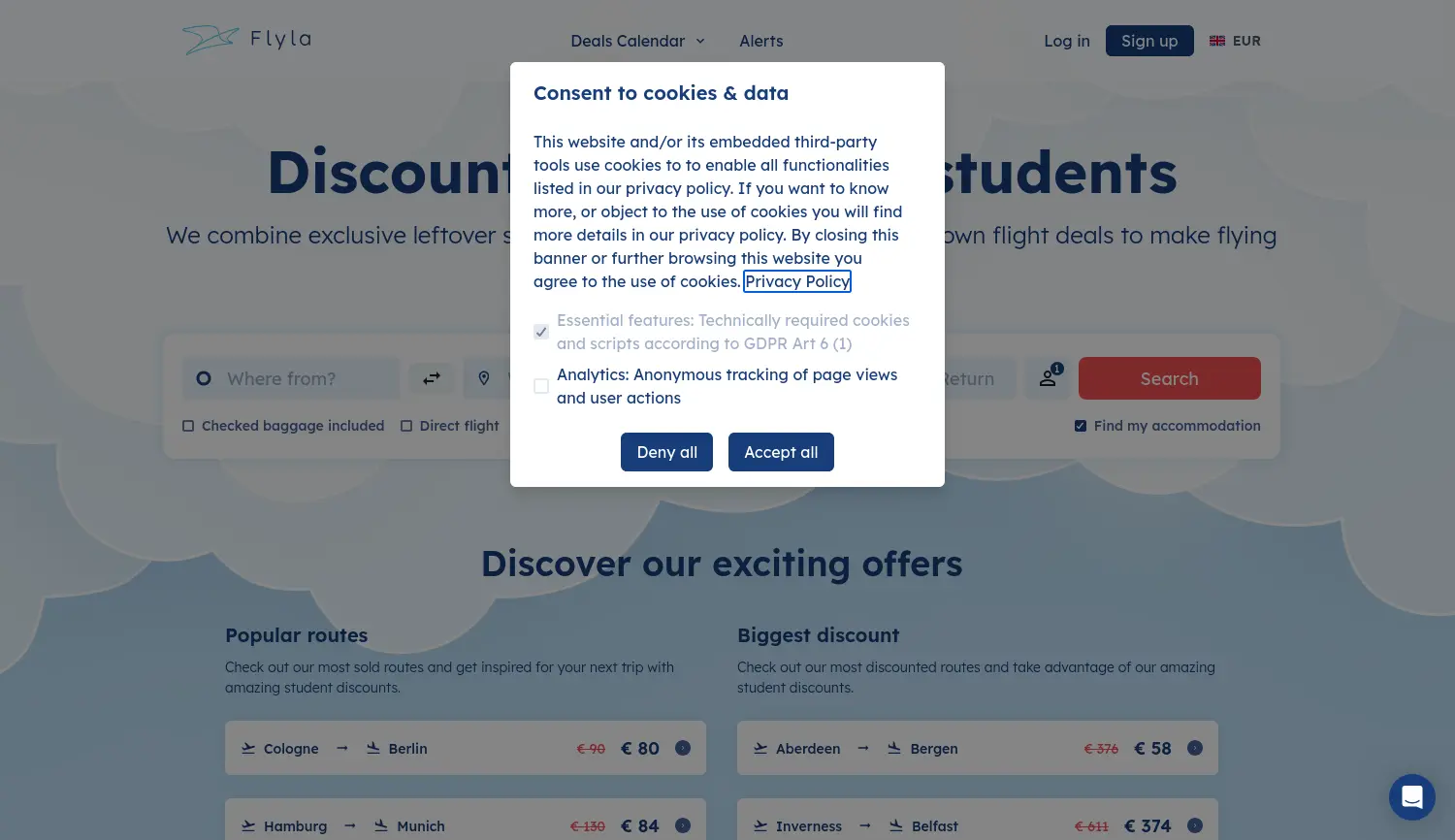 Website der Firma Flyla