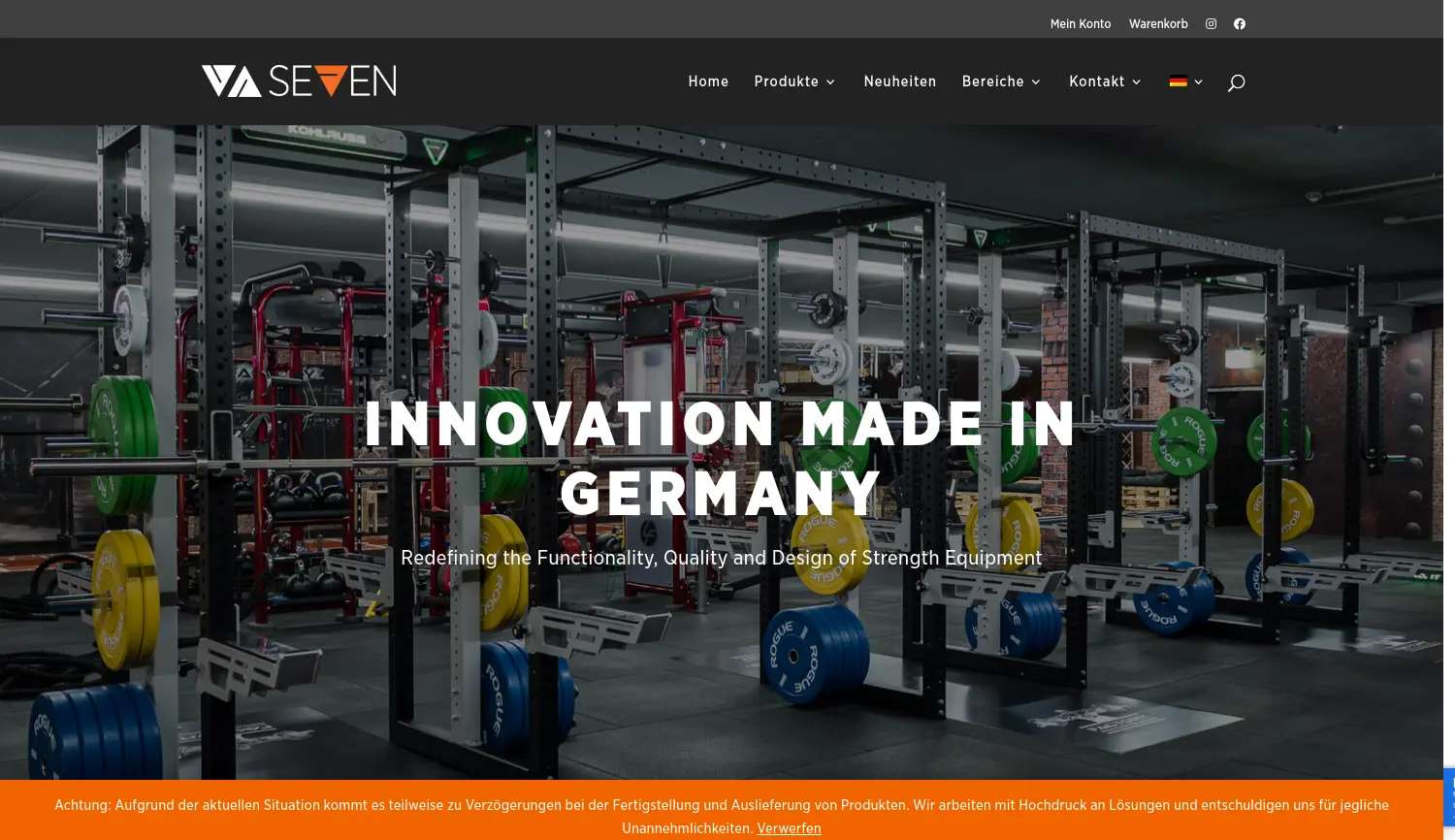 Website der Firma VA SEVEN GmbH & Co. KG