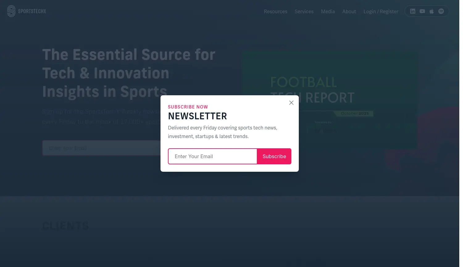 Website der Firma SportsTechX GmbH