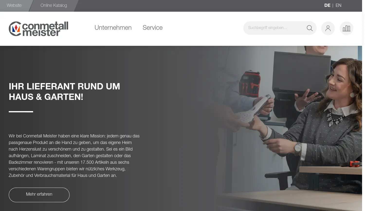 Website der Firma Conmetall Meister GmbH