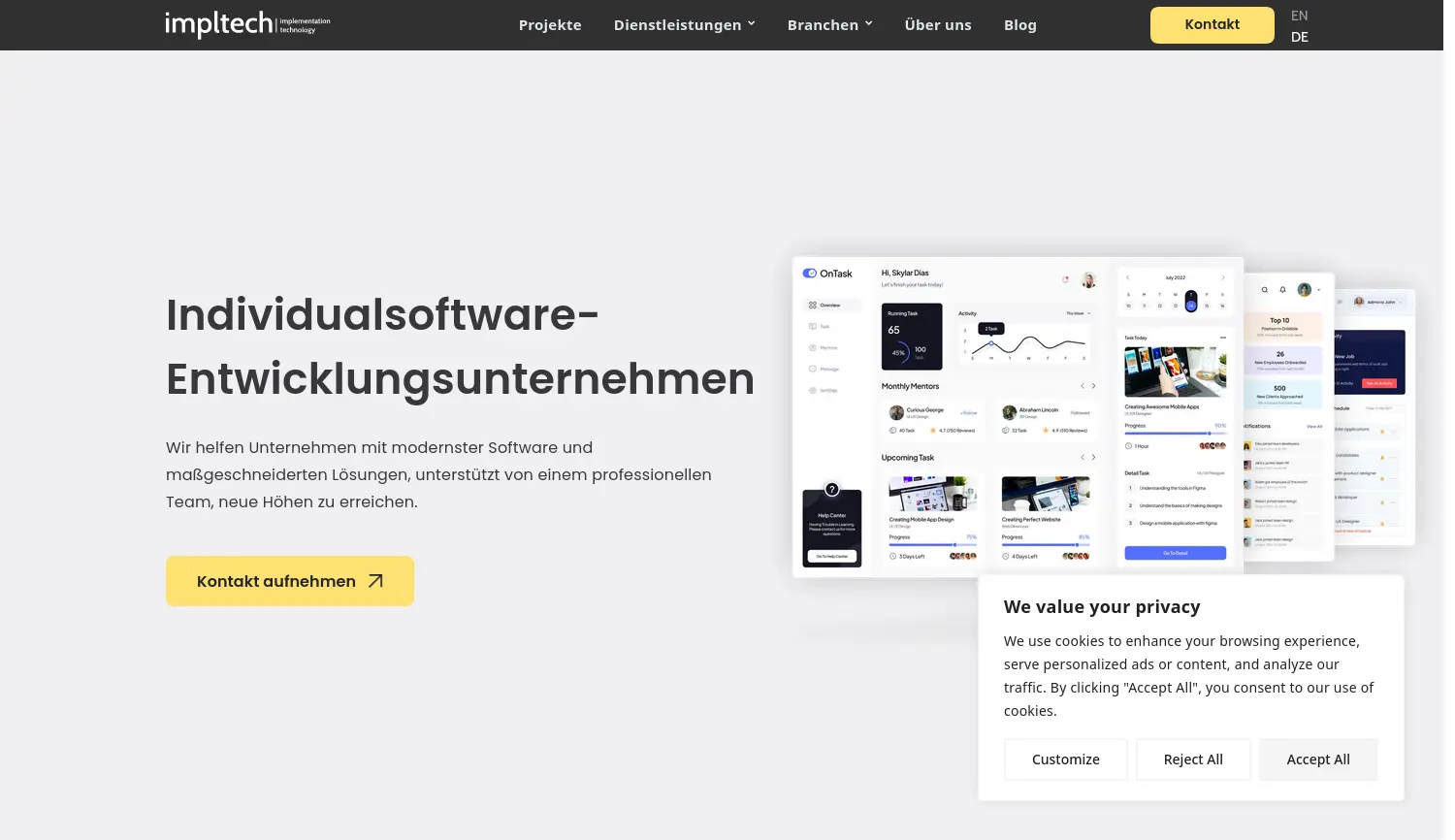 Website der Firma Impltech GmbH