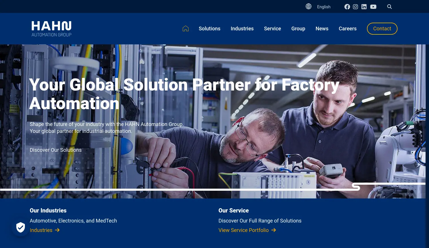 Website der Firma HAHN Automation Group