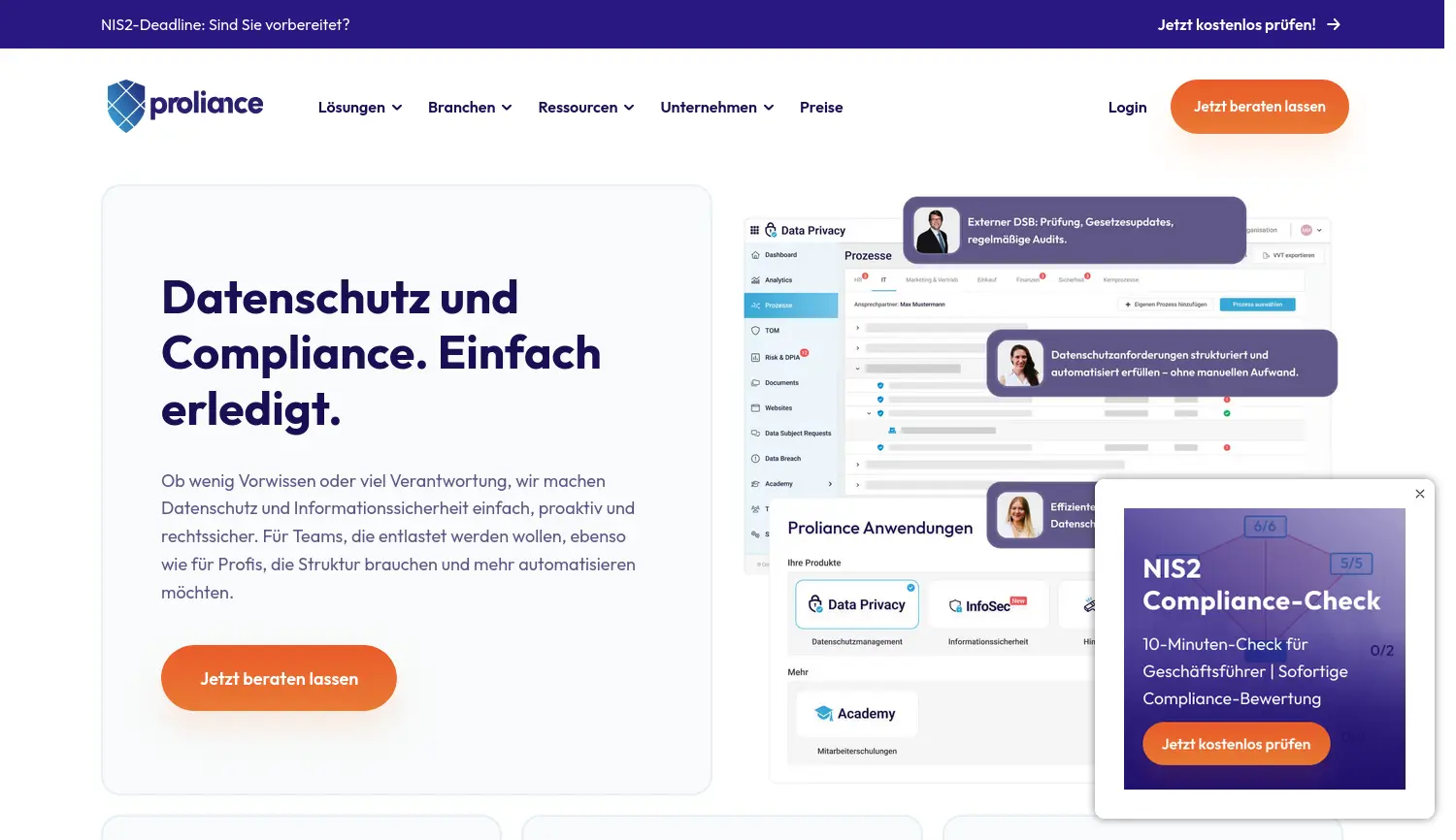 Website der Firma PROLIANCE GmbH