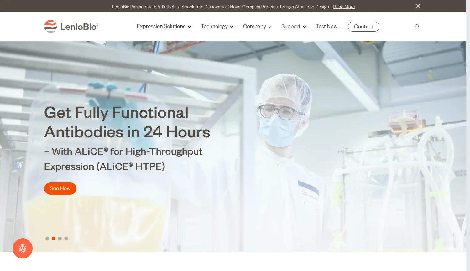 Website der Firma LenioBio GmbH