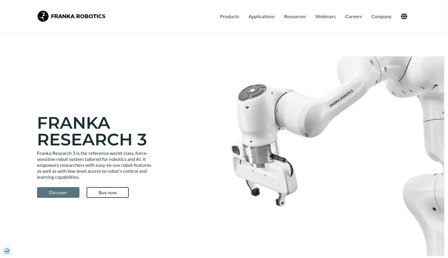 Website der Firma Franka Robotics GmbH