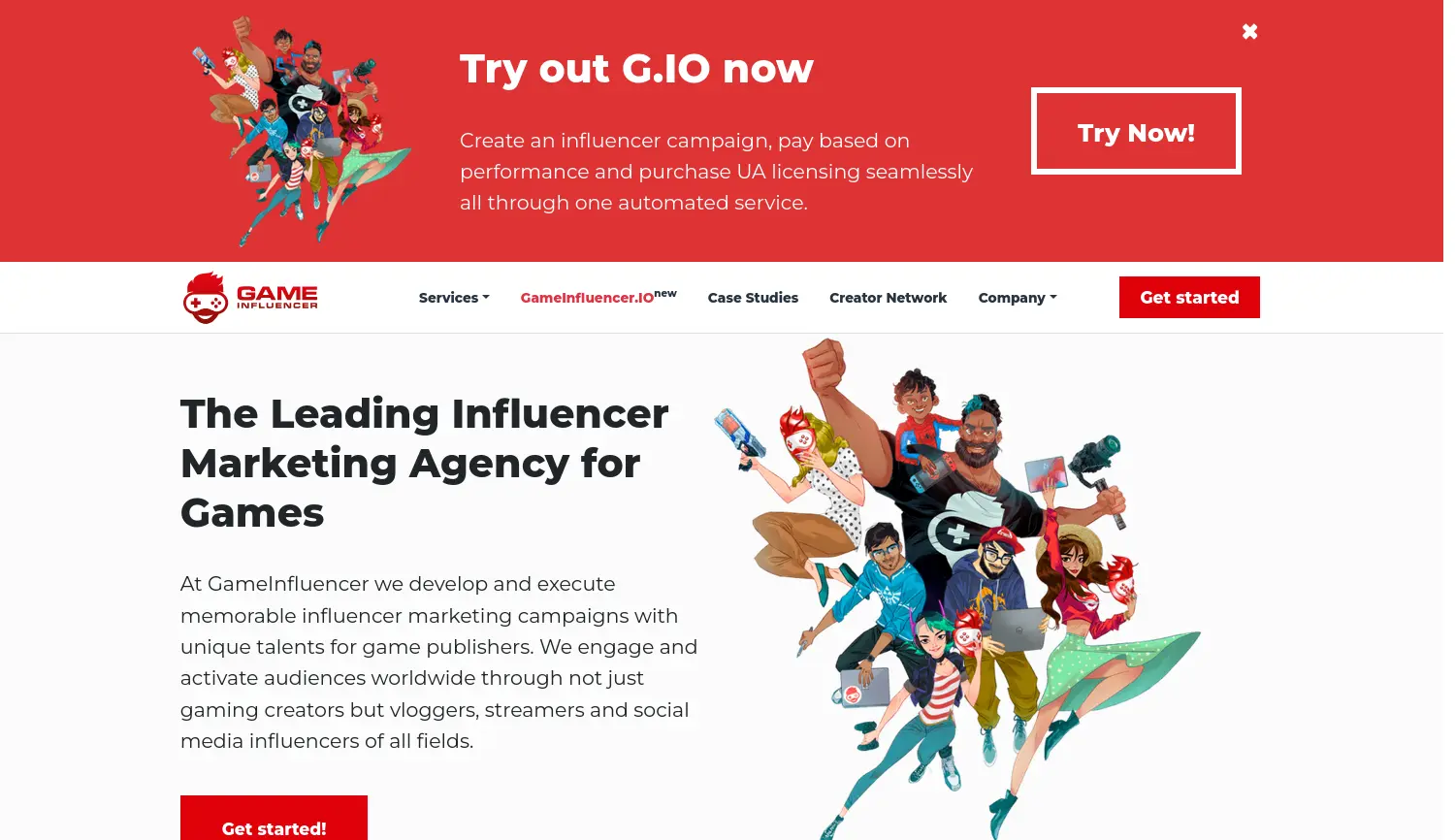 Website der Firma GameInfluencer GmbH