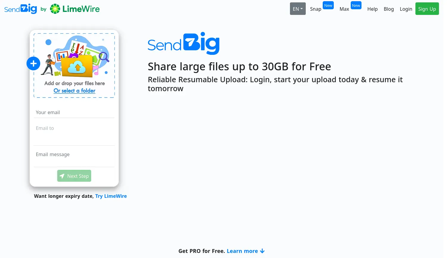 Website der Firma SendBig