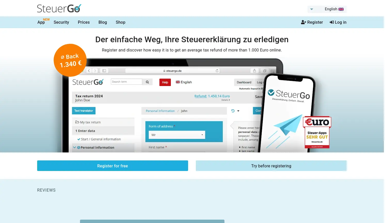 Website der Firma SteuerGo GmbH